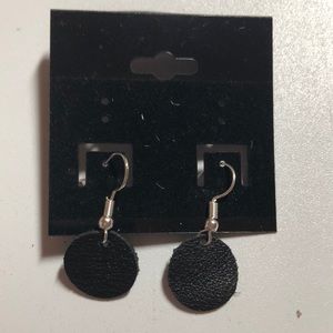 Custom made Black Genuine Leather Earrings